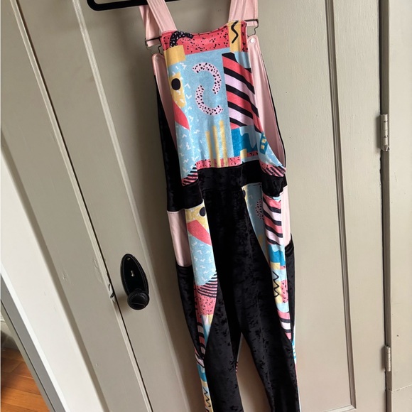 Colorful Geometric Print Overalls - Picture 2 of 2